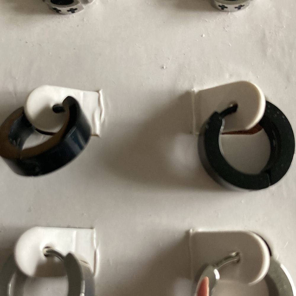 Three Silver/Black Men's Earrings
